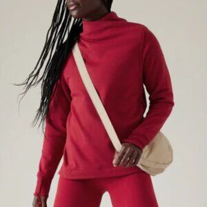 Athleta Cozy Karma Twist Neck Sweatshirt Small Red 882476-04